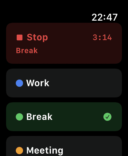 PermaCrunch Apple Watch running task screen